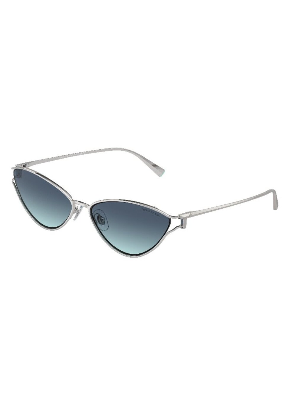 New Tiffany Women's Sunglasses Silver Butterfly Blue Lens Metal Frame & Co. 61